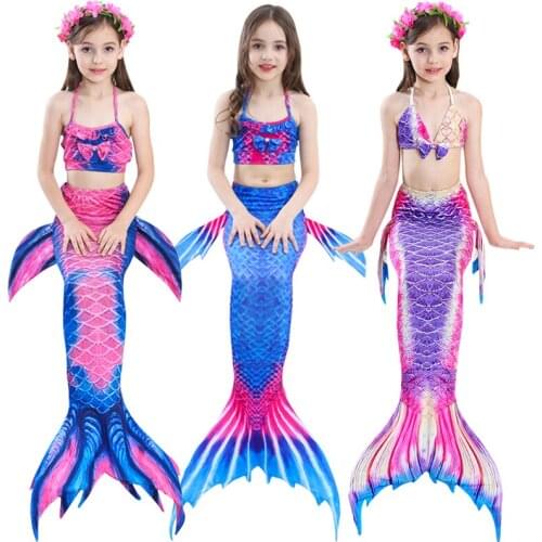Children Mermaid Swimsuit Girls Cute Princess Fishtail Baby Swimwear GIRLS Bikini Split Type Tail Set -Tmall.com Tmall
