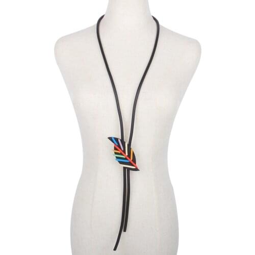 YD&YDBZ Multicolor Leaves Long Necklace Women Handmade Jewelry Pendant Necklaces For Party Rubber Material Ethnic Clothes Chain