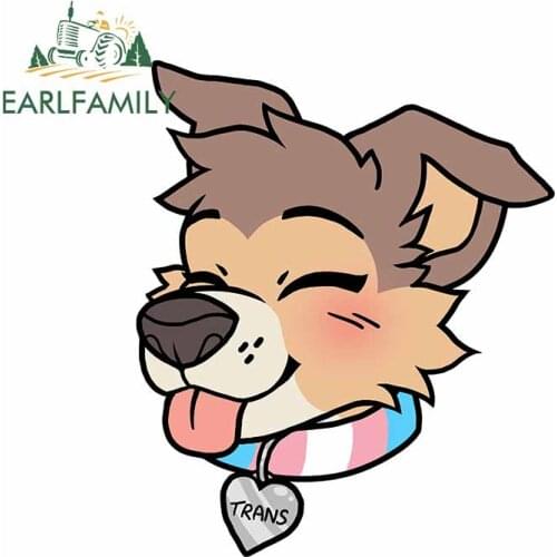 EARLFAMILY 13cm x 11cm for Pupper Pride Trans - Cute Bi Pride Art Clipart Car Sticker Motorcycle Waterproof Windshield Decals