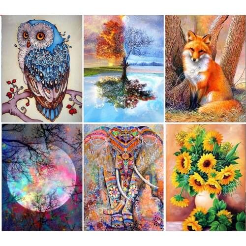 GATYZTORY Hot DIY Diamond Painting Animals Embroidery Full Square Drill Mosaic Scenic Cross Stitch Home Decor Gift