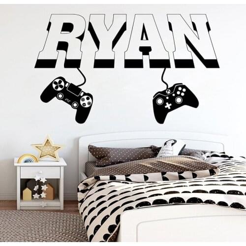 Gamer Wall Decor Custom Controller Video Game Vinyl Sticker Customized Gamer Kids Bedroom Vinyl Wall Art Decals 2270