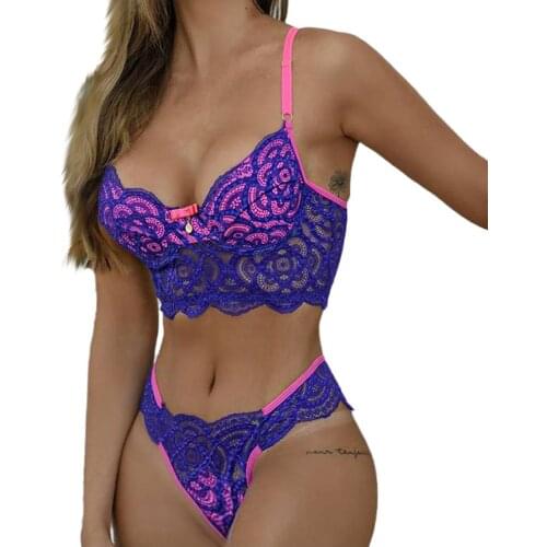 Lingerie Set Sexy Women Lace Push Up Bra And Panties Set Bralette Top Thong Knicker Underwear Lingerie Exotic Set Women Lenceria