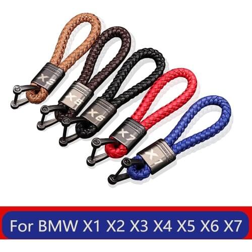 Leather car key chain For bmw x1 x3 x4 x5 x6 x7 e84 f48 f25 e83 f26 e53 e70 f16 e71 f49 f39 f15 f85 X2 car key ring accessories