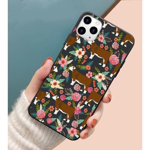 Hereford Cattle floral farm homestead soft TPU border phone case for iphone 11PROMAX 11 X XS XR XSMAX 6 plus 7 7plus 8 8plus