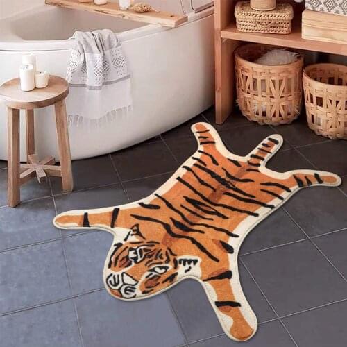 Cartoon Tiger Print Carpet Water Absorption Non-Slip Animals Area Rug For Bedroom Kitchen Bath Mats Home Door Mat Bathroom