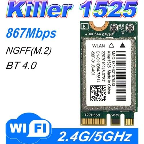 Killer 1525 802.11ac 867Mbps wireless AC1525 + Bluetooth 4.0 M.2 NGFF E / A Dell Alienware main mini WiFi card Killer1525 wifi