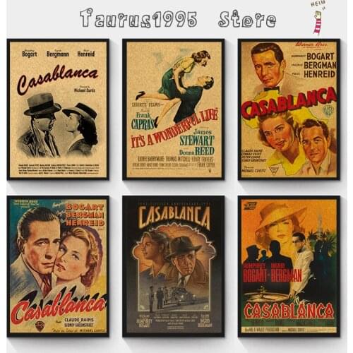 New Casablanca Movie Poster, Decorative Sticker, Kraft Paper Poster, Wall Sticker, Vintage Wall Sticker, Movie Wall Sticker