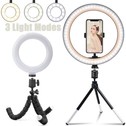 New LED Selfie Ring Light Photography Circle Fill Lighting With Mini Adjustable Tripod Phone Stand For Youtube TikTok Video Live