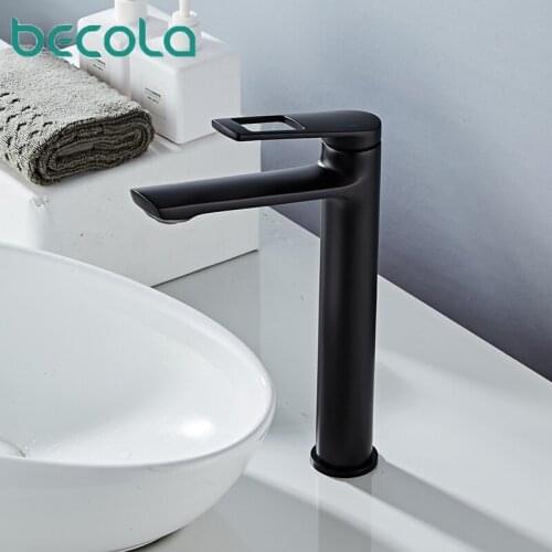 Becola Single Handle Basin Faucets Brass Chrome/Black Bathroom Taps Hot&Cold Water Toilet Sink Tall/Short Deck Mounted Mixer