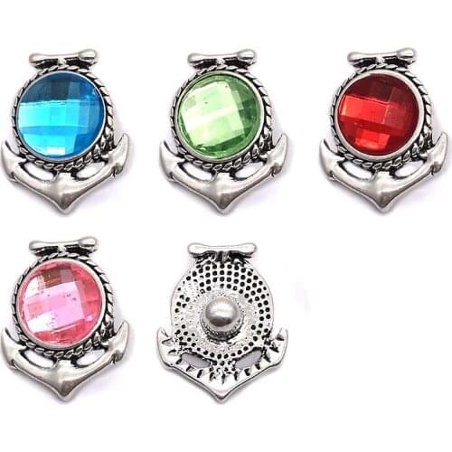 Wholesale Anchor w348 3D 18mm 20mm rhinestone metal snap button for Bracelet Necklace Interchangeable Jewelry Women accessorie