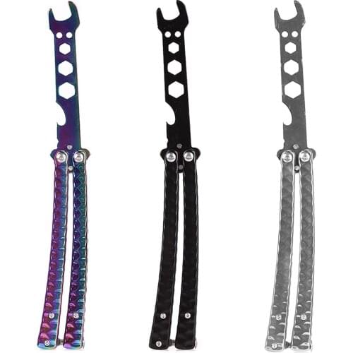 Bottle Opener Metal Folding Balisong Trainer Wrench Butterfly Knife Safety Trainer Bottle Opener Multi-function Tool