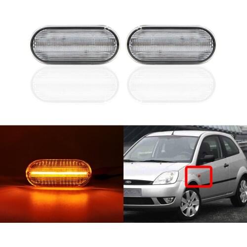 Fits For Ford Fusion 02-12 Fiesta MK6 Focus MK2 C-Max Galaxy Amber Led Side Marker Lights Clear Lens