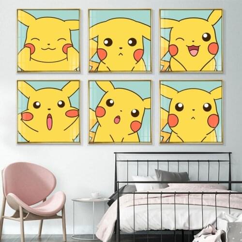 Pokemon Anime Cartoon Canvas Wall Art Print Pikachu Poster Nursery Painting Nordic Kid Decoration Picture Baby Bedroom Decor