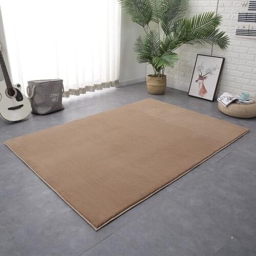 Simple And Modern Solid Color Imitation Rabbit Fur Carpet Living Room Coffee Table Carpet Cute Thicker Bedside Mat Home Decor