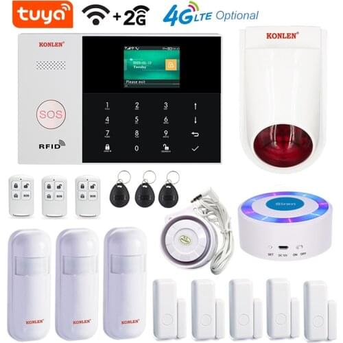 Tuya Smart Life Home Alarm System WIFI GSM 2G 4G 3G Option House Security Wireless Wired with Camera PIR Door Sensor Solar Siren
