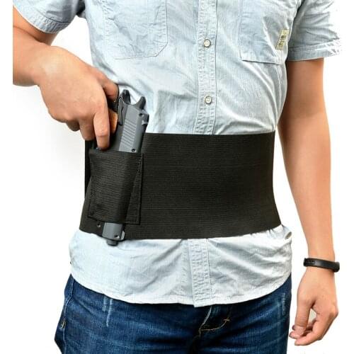 Tactical Belly Band Gun Holster Elastic Waist Concealed Carry Belly Band Pistol Gun Holster Fits Glock, Ruger LCP M&P Shield