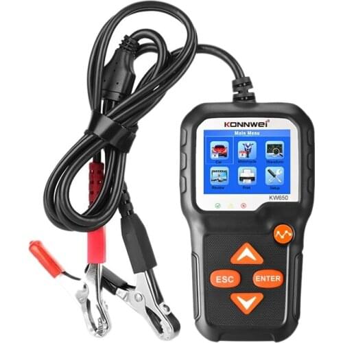 KONNWEI KW650 Car Battery Tester 6-16V Car Motorcycle Battery System Analyzer 100-2000CCA Car Charging Cranking Diagnosis Tool