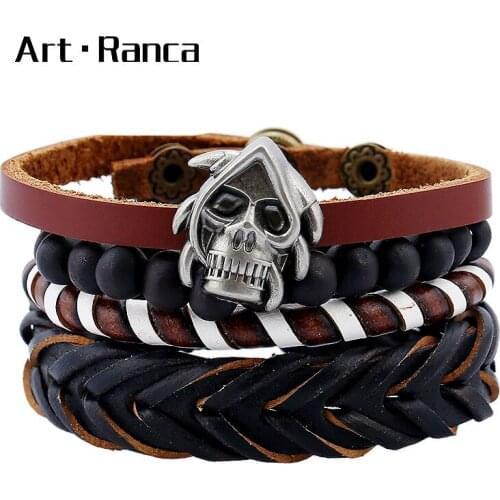Prevalent Skull Cortical Suit Beaded Bracelet for Men and Women Weaving Neutral