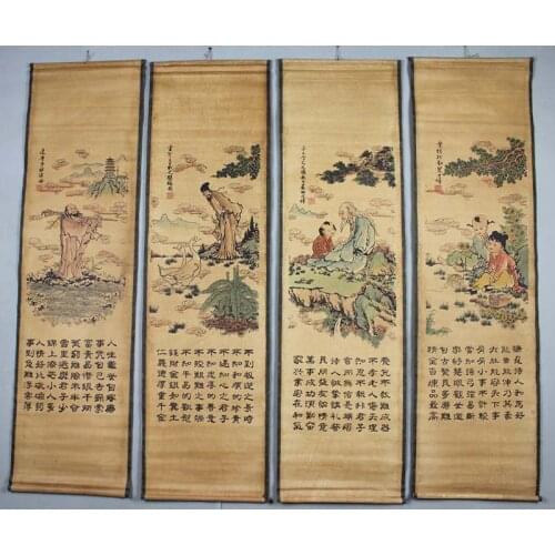 Adornment picture is hanged antique calligraphy and painting the living room four screen godson