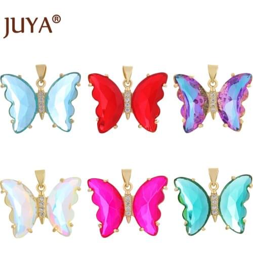 Bling Cubic Zirconia Butterfly Pendants Fashion Necklace Charms For DIY Bracelets Jewelry Accessories