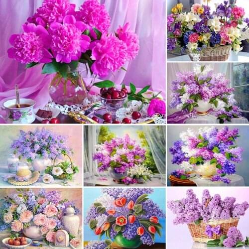 UoneNew Diamond Painting DIY Cross Stitch Flowers Rose MosaicVase Embroidery Rhinestone Kids Adult Home Office DecorMystery Gift