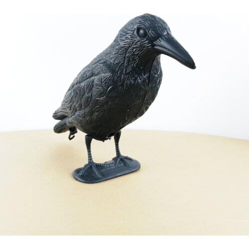 Stand Full Body Flocking Crow Decoy Hunting Plastic Black Crow Decoys with Feet Stake, Garden Repeller Decoration