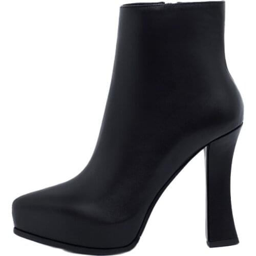 Dovereiss Winter Woman New Fashion Sexy Consice Red White Pointed toe New Block heels Zipper Chunky Heels Ankle boots 33 40 41