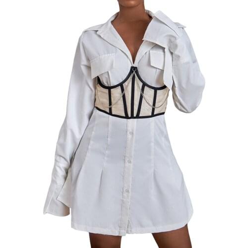 Female Corset, Solid Color Sleeveless Strapless Tops Shapewear with Chain Decor for Women Clothes, XS/S/M/L