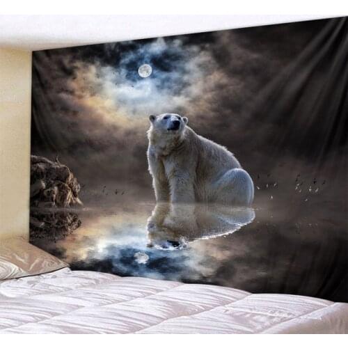 Starry sky animal tapestry wolf bear swan dream art wall hanging psychedelic home decoration beach towel yoga mat tablecloth