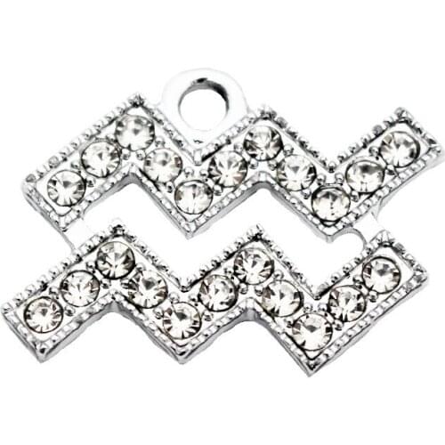 12pcs/lot constellation Alloy aquarius Crystal Dangle Charms Lobster Clasp Hanging Charm For Necklace Pendant Bangle Jewelry