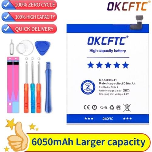 2021 Original Replacement Battery BN41 6050mAh for Xiaomi Redmi Note 4 MTK Helio X20 Redmi Note 4X MTK Helio X20 Bateria