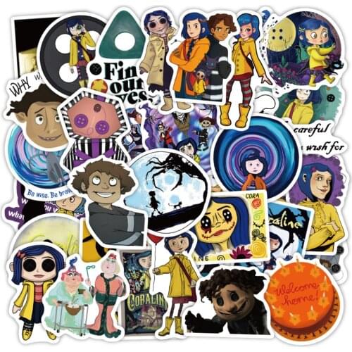 50 PCS Coraline & the Secret Door Cartoon Movie Stickers Vinyl Decal for Laptop Helmet Bicycle Luggage Guitar Car Stickers