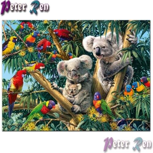 5d animal Diamond Painting Cross Stitch Wood bear and parrot Square\Round Embroidery Rhinestone picture Children decorating gift