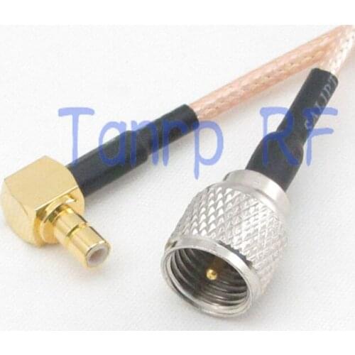 8in mini UHF male plug to SMB male plug right angle RF adapter connector 20CM Pigtail coaxial jumper cable RG316 extension cord