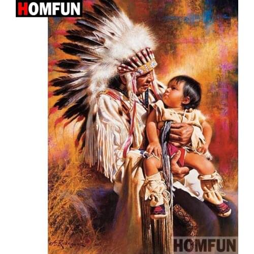 HOMFUN 5D DIY Diamond Painting Full Square/Round Drill "Indian baby" Embroidery Cross Stitch gift Home Decor Gift A08489