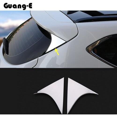 Car body ABS Chrome Rear tail Spoiler side triangle Molding WINDOW bezel trim Sticks 2pcs For Hyundai Tucson 2015 2016 2017 2018