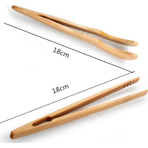 1Pcs Bamboo Wooden Food Tongs Kitchen Utensils Buffet Cooking Tools Anti Heat Bread Clips Pastry Clamps Kitchen Barbecue Tongs