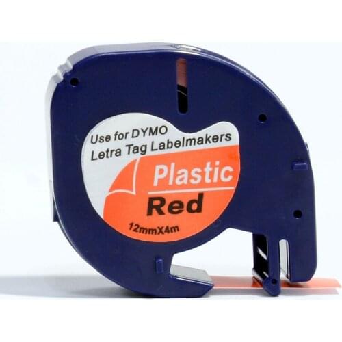 Free shipping 5PK 12mm dymo tape black on red plastic tape 91203 for DYMO LetraTag printer