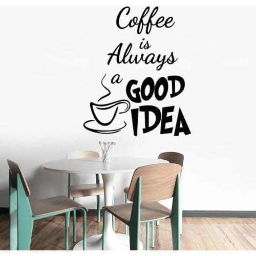 Free Shipping Coffee Is Always A Good Idea Wall Sticker Pvc Wall Art Stickers For Baby Kids Rooms Decor Wall Art Decal