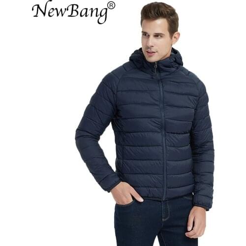NewBang Brand Ultra Light Cotton Jacket Mens Cotton Coat Men With Hooded Waterproof Warm Lightweight Overcoat WIth Carry Bag