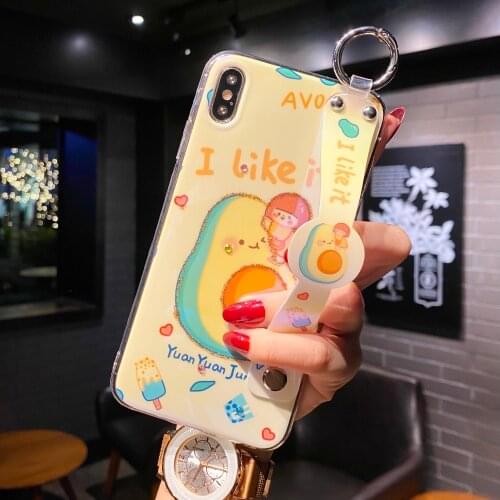 Sumkeymi Wrist Strap Avocado Peach Blu-ray Cover Phone Case For iphone 12 11 Case For iphone 7 8 Plus mini Pro Max XS XR SE2020