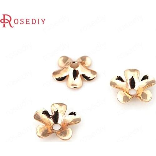 D094)20 pieces 7mm 24K Champagne Gold Color Plated Brass Beads Caps High Quality Diy Jewelry Findings Accessories Wholesale