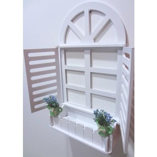 Wooden New Design Wood Louver Window Decorative Pink Decorative Wall Decoration Flower Rack Wood Design Rack Window Wall Hanger