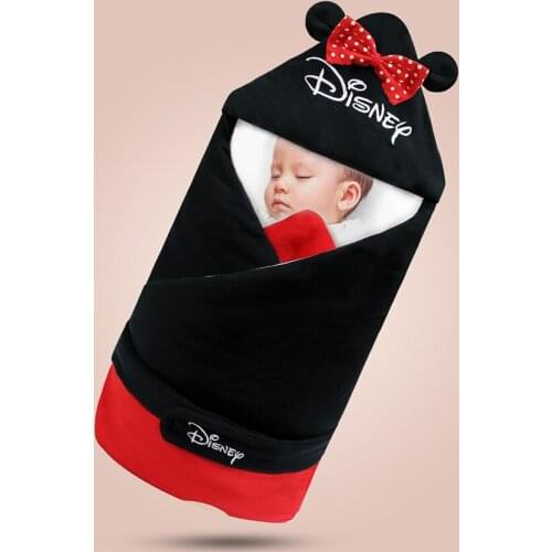 Disney Flannel 90x90cm Newborn Baby Cotton Blanket Cute Cartoon Mickey Minnie Toddler Warm Sleeping Bags Sleep Baby Wrap