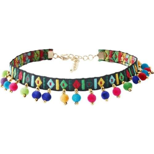 Ethnic Gypsy Colorful Cotton Pom Pom Ball Tassel Long Necklaces For Women Design Handmade Statement Bohemian Necklace 2019
