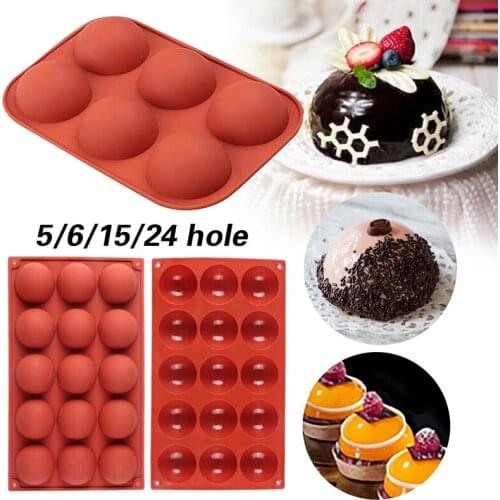 Food Grade Bakeware Baking Accessories Hemisphere Shape Silicone Chocolate Candy Mold Cake Fondant Mould 5/6/15/24 Holes