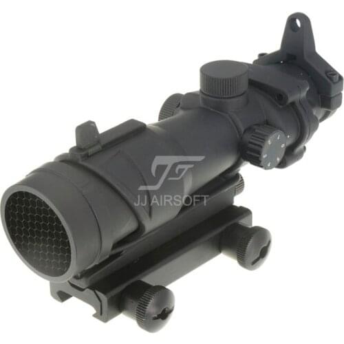 JJ Airsoft ACOG 1x32 Red Dot with Killflash / Kill Flash (Black/Tan)