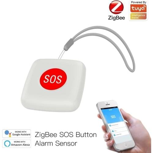 TUYA ZigBee SOS Button Sensor Alarm Elderly alarm Waterproof Emergency Help Alarm Switch Work with Tuya Zigbee hub Smartlife App