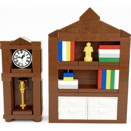 MOC Small Particle Accessories Modern Building Blocks Toys Seat Clock Furniture Indoor Lockers Home Model Compatible Bricks Kids