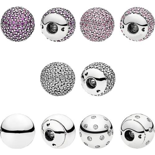 Round Logo Cuff Bangles Bracelets End Caps Real 925 Silver Original Fine Jewelry For Women Zircon Stones Girls Gifts Wholesale